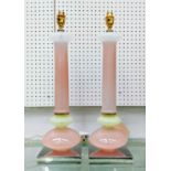 CENEDASE MURANO GLASS TABLE LAMPS, a pair, vintage pink opaline glass, on chrome bases, 54cm H. (2)