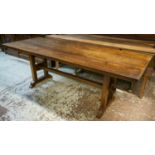 REFECTORY TABLE, 76cm H x 78cm x 215cm W x 78cm D, Arts and Crafts style oak.