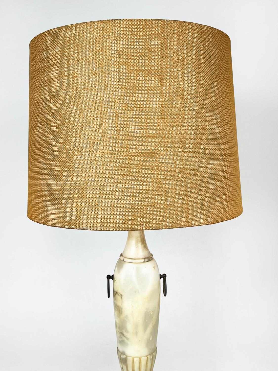 TABLE LAMP, Italian Grand Tour style, hand carved Alabaster, early/mid 20th century, with shade, - Image 5 of 5