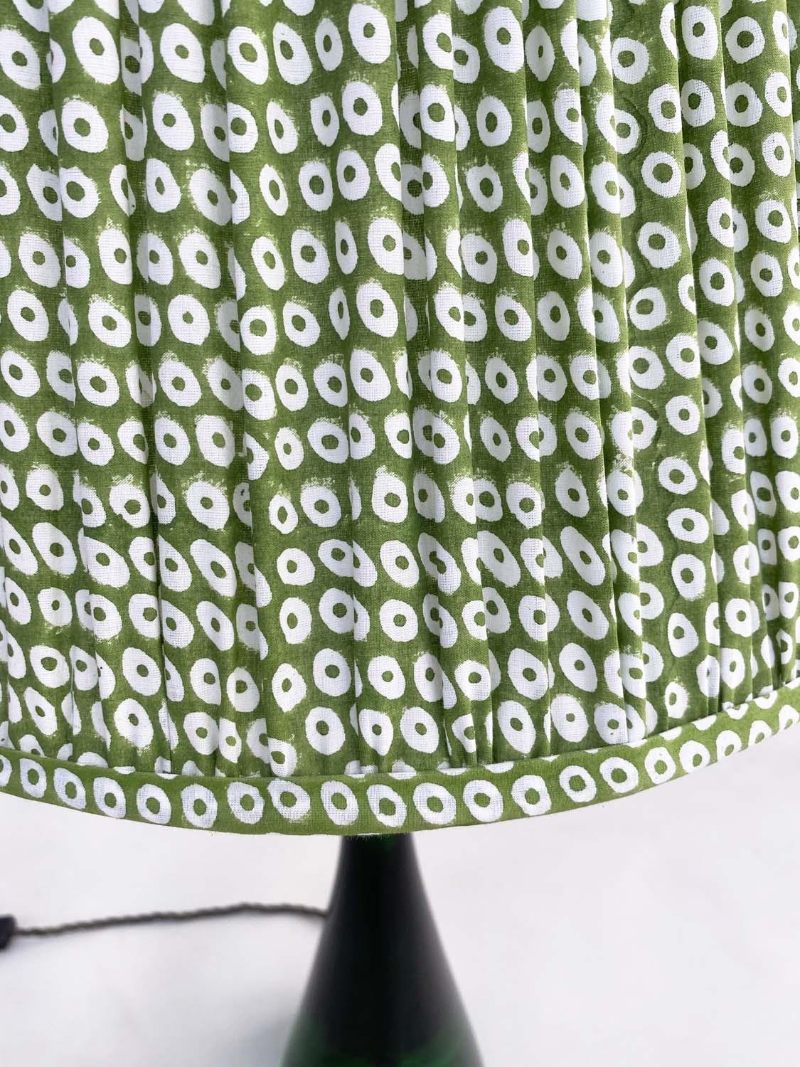 TABLE LAMPS BY POOKY LIGHTING, a pair, green 'glass' of slim waisted form with green printed lamp - Image 3 of 7