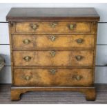 BACHELOR'S CHEST, 78cm H x 76cm W x 36cm D, 72cm open, early 20th century George II style walnut