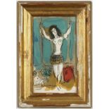 MARC CHAGALL, Femme, original lithograph 1967, printed by Mourlot Freres, vintage French frame, 20cm