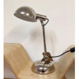 DESK LAMP, 58cm H, polished metal, articulating, Art Deco style.