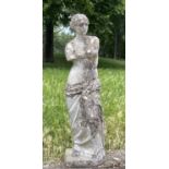 VENUS DE MILO, well weathered reconstituted stone standing figure, 84cm H.