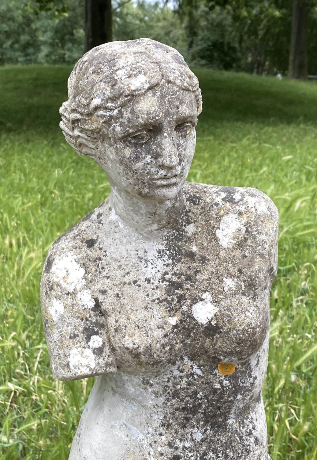 VENUS DE MILO, well weathered reconstituted stone standing figure, 84cm H. - Image 4 of 6