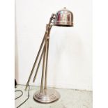 FLOOR READING LAMP, polished metal, 150cm tall.