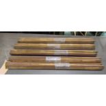 STAIR RODS, brass, each 80cm wide, approx 55 and some fittings. (Qty)