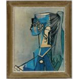 PABLO PICASSO, Sylvette, offset lithograph on board, vintage French frame, 54cm x 43cm.