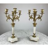 CANDELABRA, 19th century French Neo Classical ormolu and alabaster, 42cm H. (2)