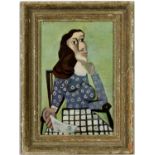 PABLO PICASSO, Femme Assise, offset lithograph, vintage French frame, 27cm x 14cm.