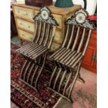 DAMASCUS CHAIRS, a pair, inlaid with mother of pearl, folding, each 103cm H x 37cm W. (2)