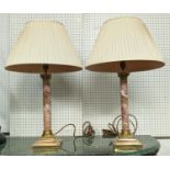 TABLE LAMPS, a pair, 66cm H, Corinthian column form, with pleated shades. (2)