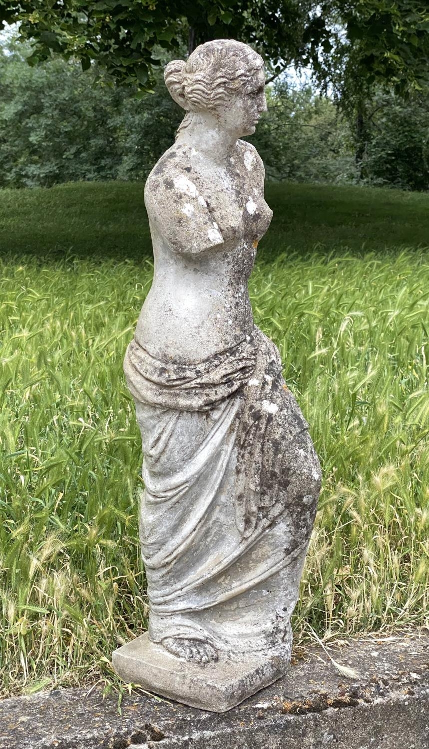 VENUS DE MILO, well weathered reconstituted stone standing figure, 84cm H. - Image 3 of 6