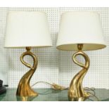 TABLE LAMPS, a pair, 61cm H, vintage Dutch swan design, with shades. (2)