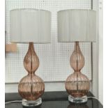 TABLE LAMPS, a pair, Murano style, each 60cm tall overall, including shades.