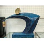 CONTEMPORARY SCHOOL, untitled abstract sculpture, blue painted and gilt metal, 67cm H.