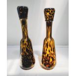 DECANTERS, a pair, 46cm high, 13cm diameter, in the Murano style, glass. (2)