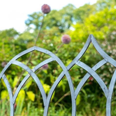 GARDEN BENCH, 103cm high, 104cm wide, 55cm deep, Regency style, grey painted. - Image 2 of 3