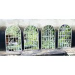 ARCHITECTURAL GARDEN MIRRORS, a set of four, 60cm H x 36cm W, Georgian style, with overlaid
