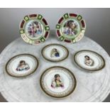 CABINET PLATES, six, early 20th century by Venezia Pauly and Co, Italy, two decorated with classical