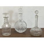 DECANTERS, a various collection of seventeen including a Royal Doulton cut crystal decanter and