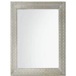 WALL MIRROR, Moroccan style carved frame with washed finish, 90cm x 6cm x 120cm H.