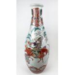 JAPANESE IMARI VASE, large form decoration with warring samurai, 102cm H.