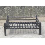 FIRE BASKET, hand made heavy duty wrought iron, 56cm W x 23cm H x 36cm D.