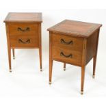 BEDSIDE CHESTS, a pair, Sheraton design painted yewwood, each with two drawers, 69cm H x 45cm x