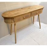 CONSOLE TABLE, 82cm high, 121cm wide, 38cm deep, 1960s Danish style, two drawers gilt metal, faux