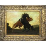 MANNER OF EUGENE DELACROIX (French 1798-1863) 'Fighting Stallions', 19th century, oil on canvas,