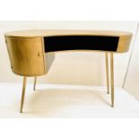 DESK, 1950s Italian inspired, gilt metal, 81cm high, 120cm wide, 50cm deep, single cupboard section.