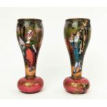 ENAMELLED MINIATURE VASES, a pair, 11cm H one of a Lady, the other of a Gentleman. (2)
