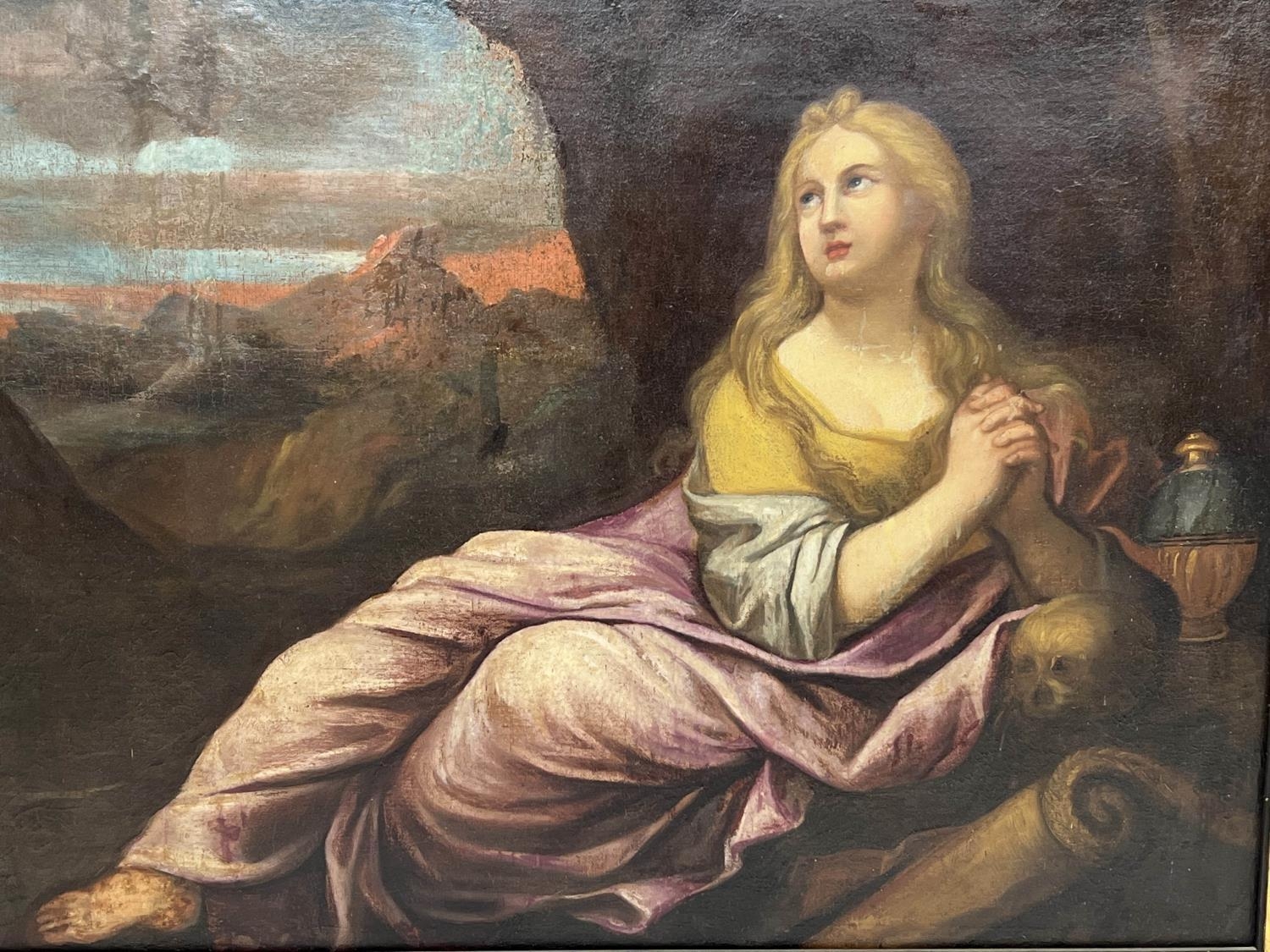 AFTER GUIDO RENI (Italian 1575-1642) 'Mary Magdalene', oil on canvas, 91cm x 125cm, framed. - Image 4 of 4