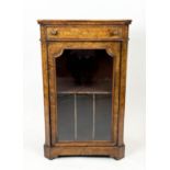 MUSIC CABINET, 99cm H x 61cm x 38cm, Victorian burr walnut and inlaid with drawer above a glazed