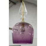 ROTHSCHILD AND BICKERS PENDANT CEILING LIGHT, overall height 66cm including flex x 17cm D, clear and