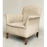 ARMCHAIR, English early 20th century with linen upholstery, 69cm W.