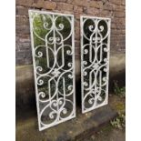 ARCHITECTURAL WALL MIRRORS, a pair, 128cm H x 48cm W, Italian style, aged white painted metal