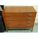 CHEST OF DRAWERS, 92cm W x 43cm D x 81cm H, mid 20th century, on a metal base frame, four drawers.