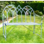 GARDEN BENCH, 103cm high, 104cm wide, 55cm deep, in the Gothic design, lead grey coloured metal