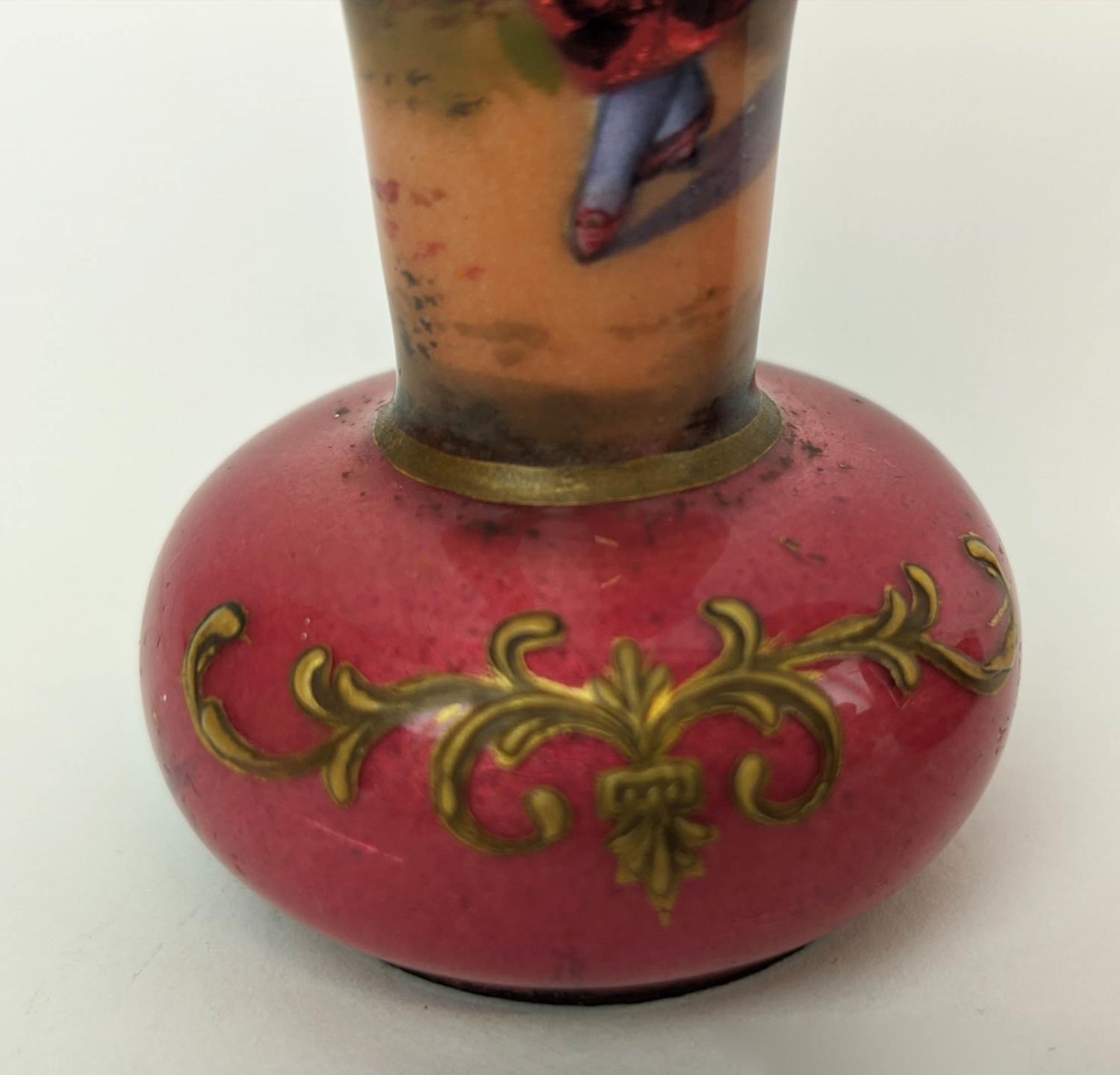 ENAMELLED MINIATURE VASES, a pair, 11cm H one of a Lady, the other of a Gentleman. (2) - Image 7 of 10