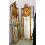 PIER MIRRORS, a pair, Belle Epoque style, gilt framed, 178cm x 52cm. (2)