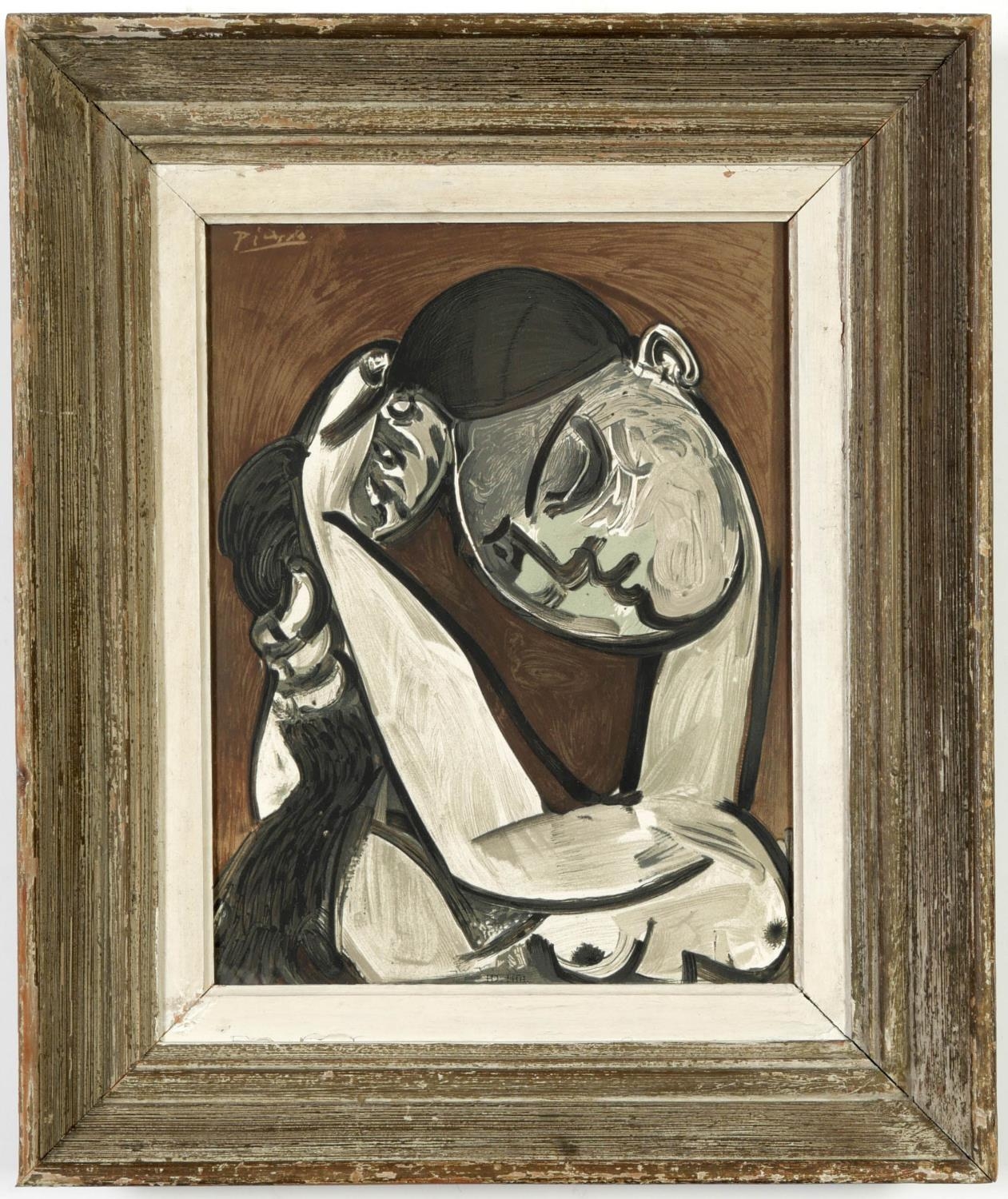 PABLO PICASSO, rare 'Femme Se Coiffant', signed in the plate, lithograph in colours on arches wove