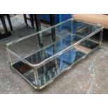 LOW TABLE, vintage 20th century Italian, 130cm x 65cm x 38cm, perspex, gilt metal detail, glass top,