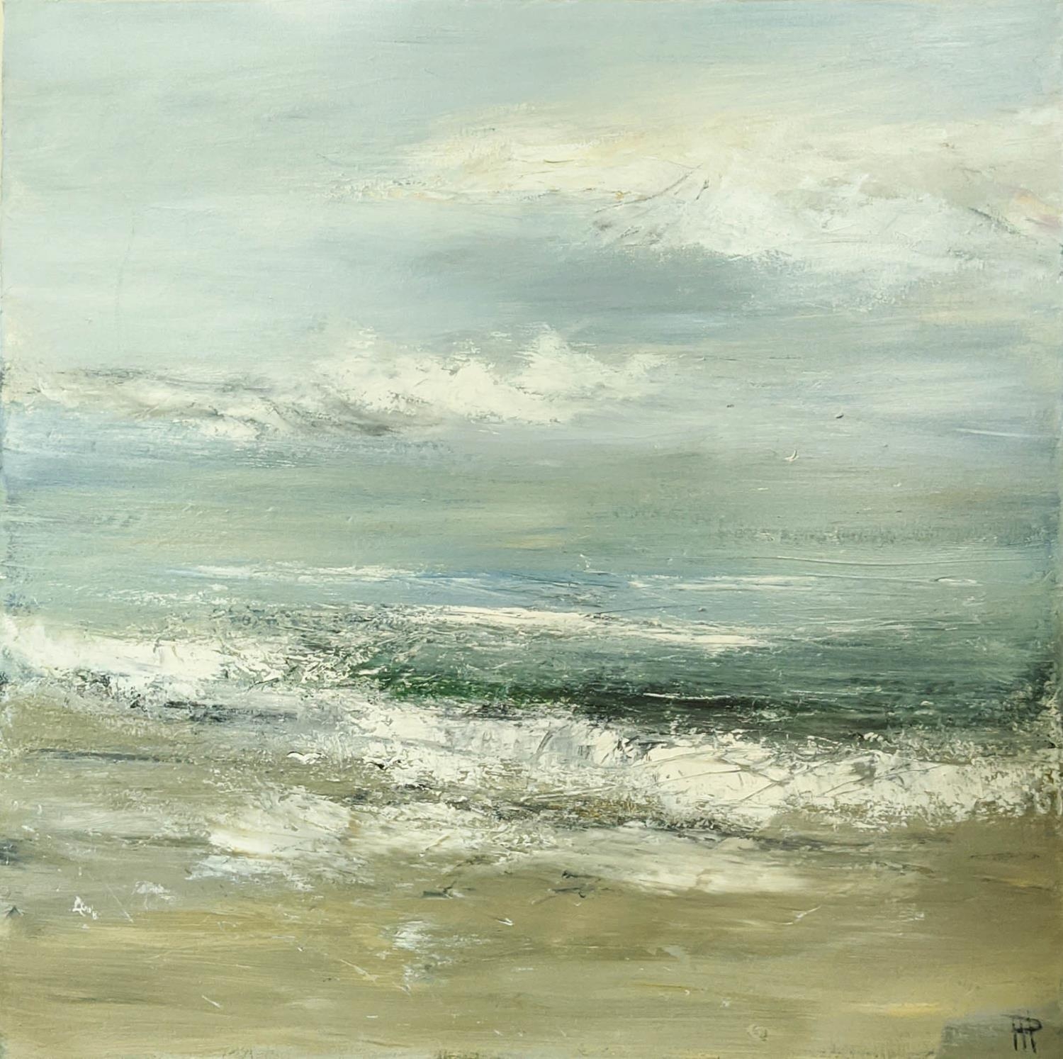 CONTEMPORARY SCHOOL, untitled seascape, oil on canvas, indistinctly signed, 101cm x 101cm.