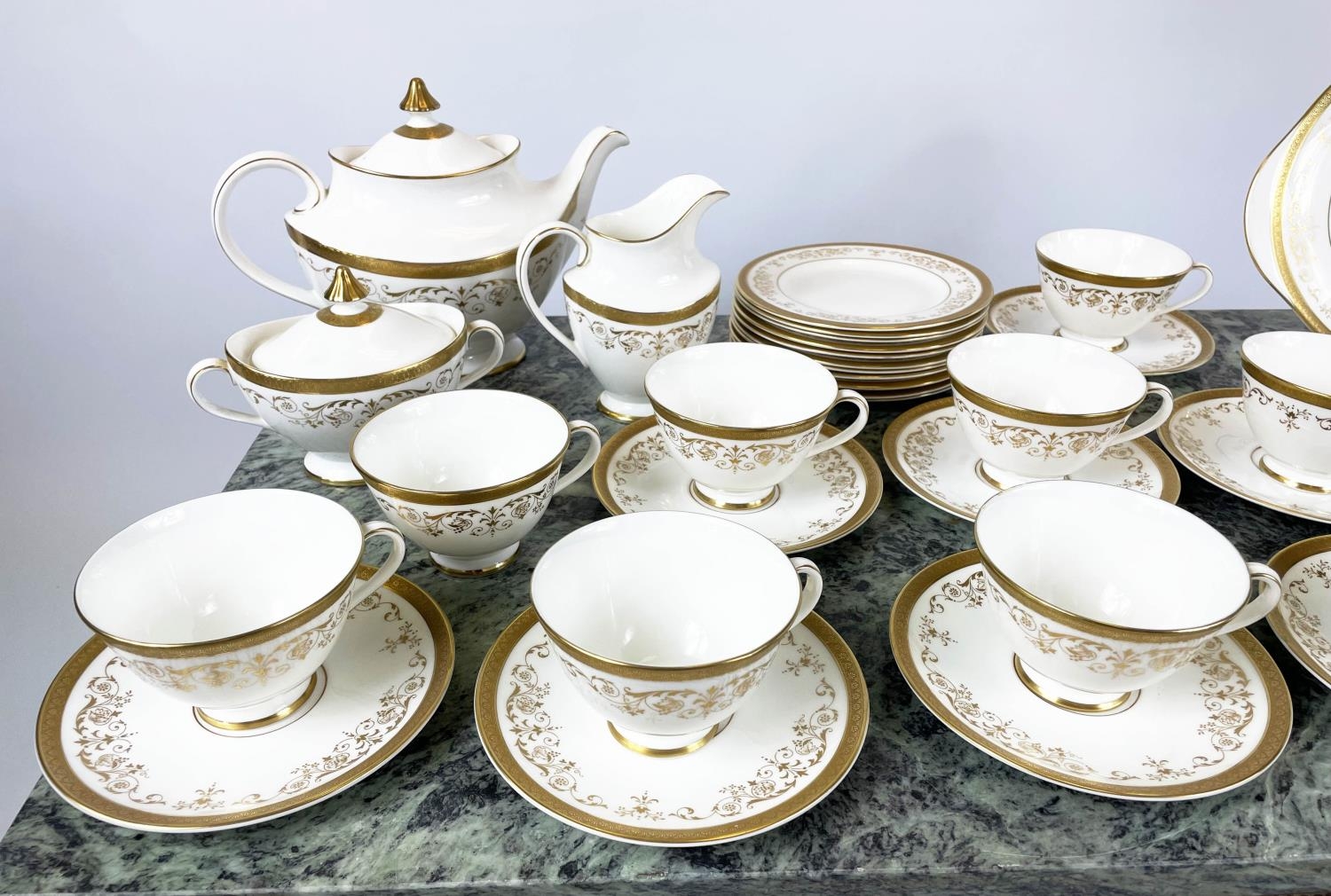 TEA SERVICE, Royal Doulton Belmount pattern including 13 tea cups and 12 saucers, 11 plates - Image 2 of 7