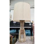 ARTHUR WATTS STONWARE VASE CONVERTED INTO A TABLE LAMP, vintage, with shade, 101cm H, signed on