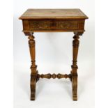 OCCASIONAL TABLE, 76cm H x 49cm x 40cm, Napoleon III walnut with frieze drawer.