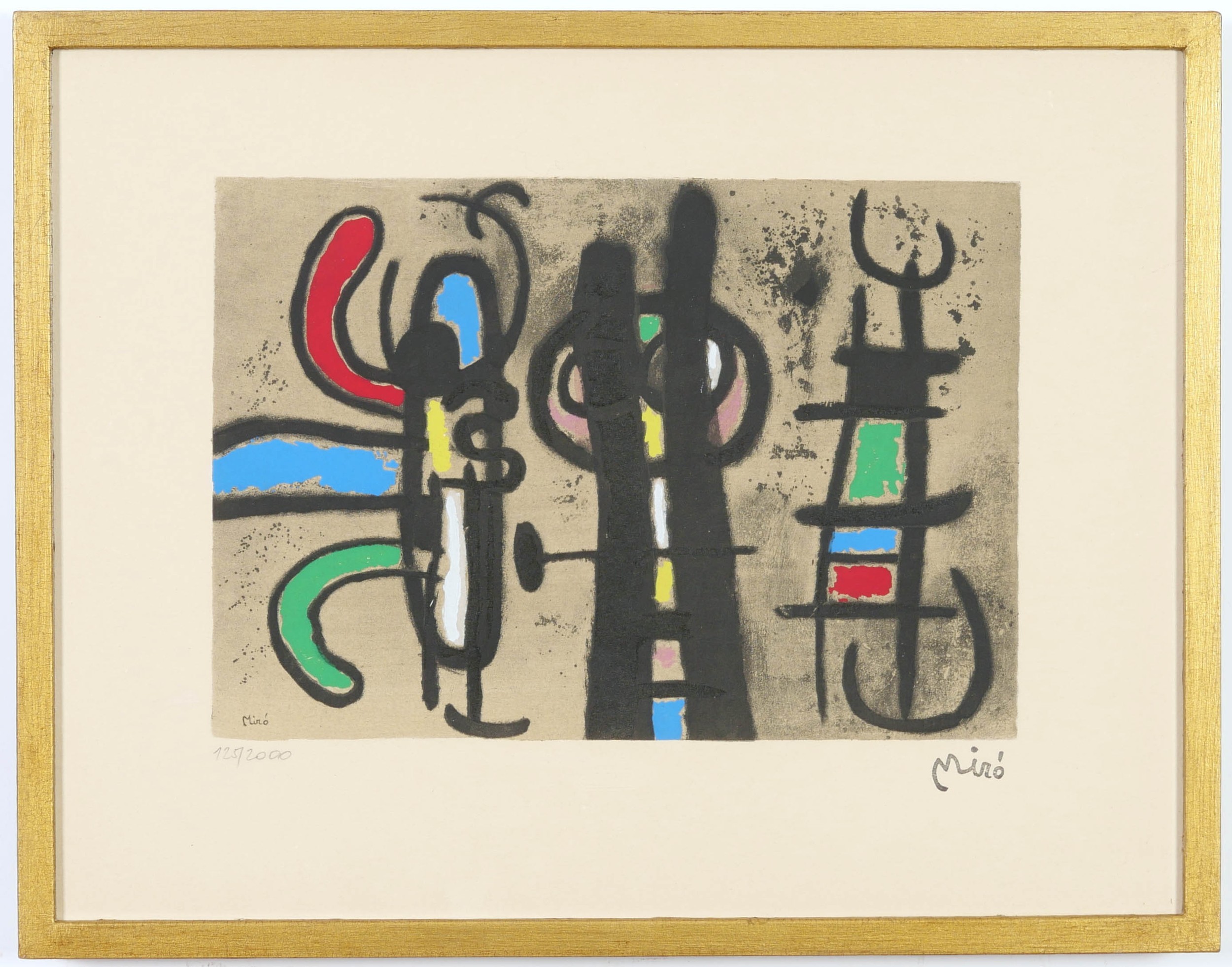 JOAN MIRO, a set of five signed in the plate, abstract pochoirs, stamped signature, numbered edition - Image 6 of 7