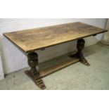 REFECTORY TABLE, 73cm H x 169cm x 73cm, early 20th century Jacobean style oak.